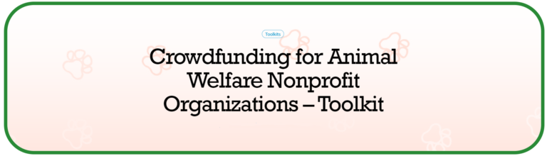 Screenshot with toolkit title: Crowdfunding for animal welfare nonprofit organizations