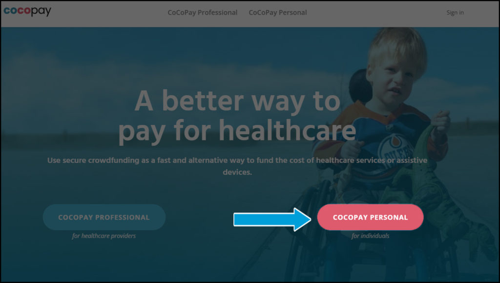 Screenshot of CoCoPay homepage with 'Cocopay personal' highlighted