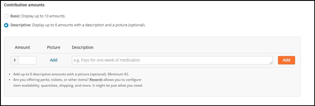 How to customize contribution amounts