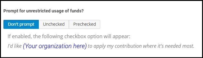 Screenshot of 'prompt for unrestricted usage of funds' option