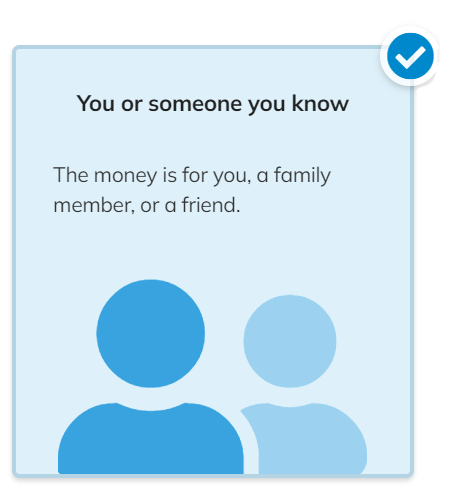 screenshot of the "You or someone you know" option
