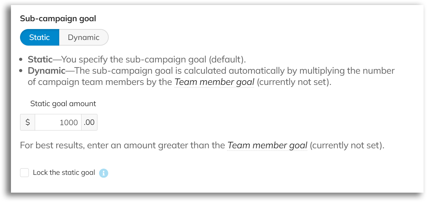 How to prevent sub-campaign owners from changing the sub-campaign goal.