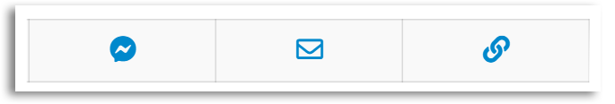 Screenshots of the Facebook messenger, email, and link icons in the campaign share bar