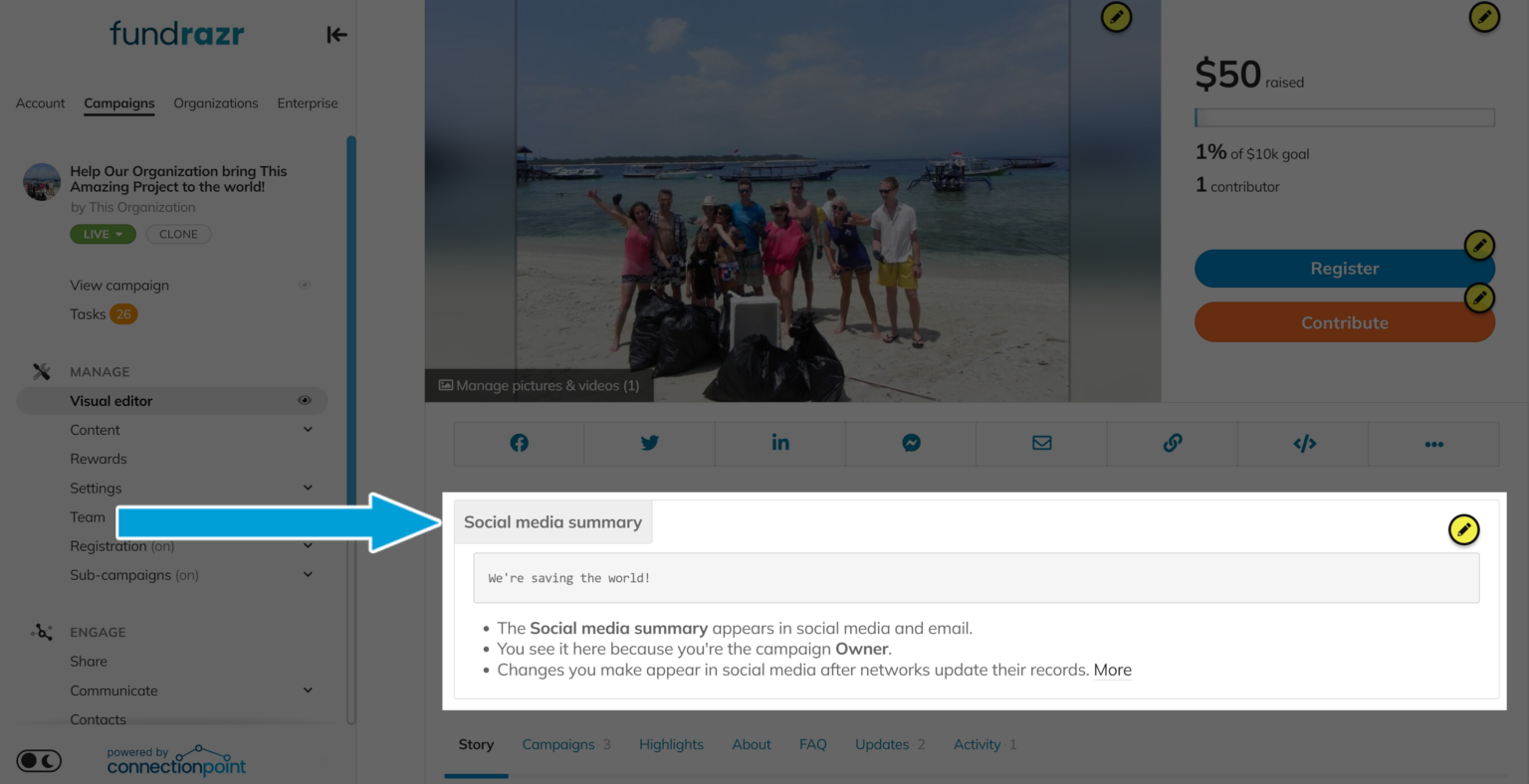The social media summary and how to change it.